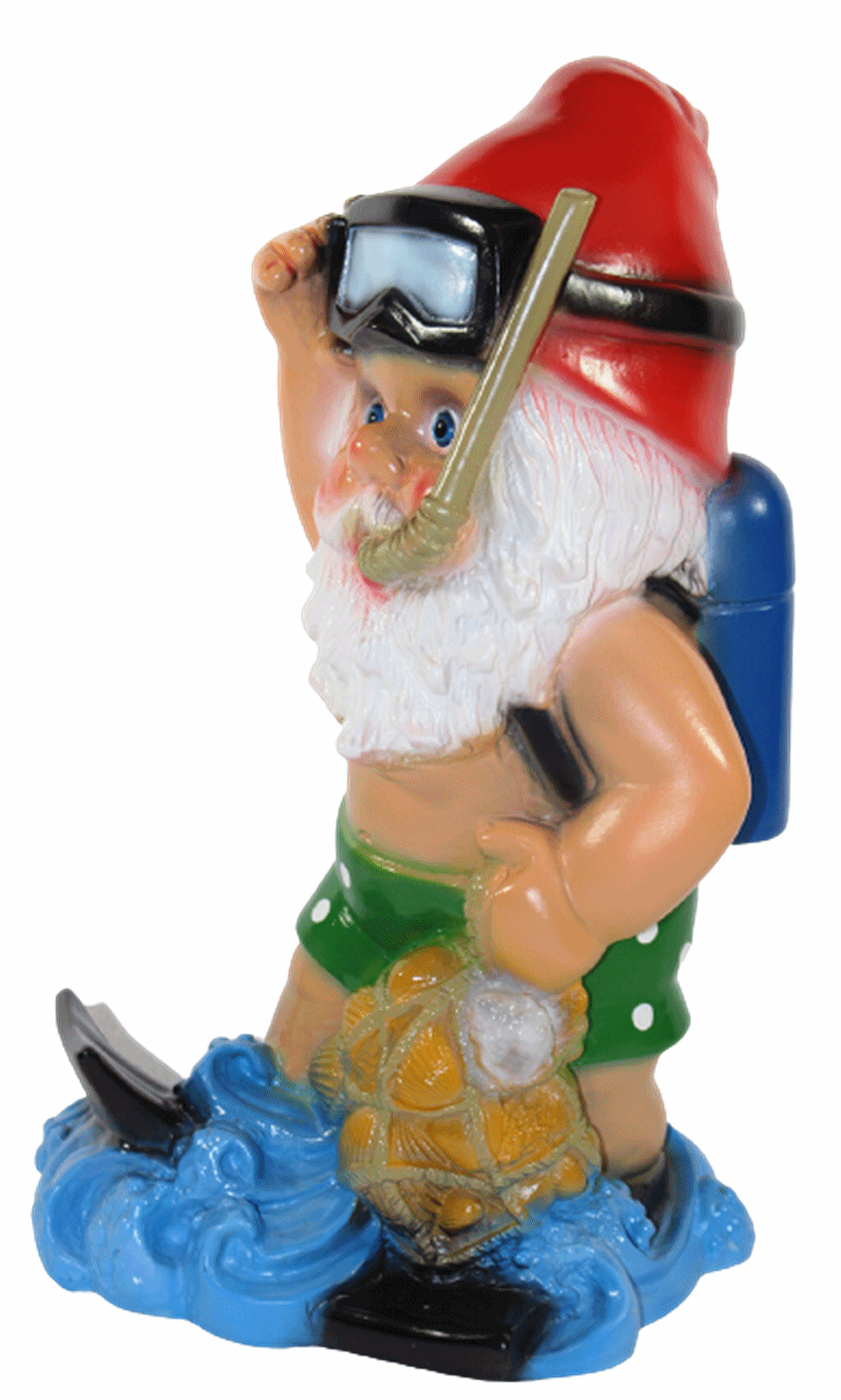 Gartenzwerg Deko Garten Figur Zwerg Taucher stehend mit Schnorchel aus Kunststoff H 35 cm