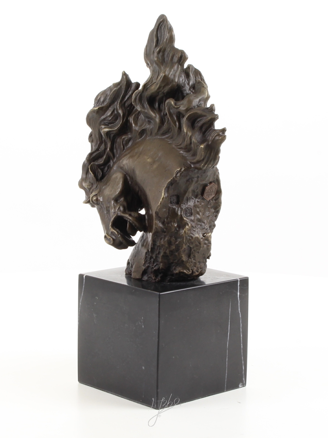 Bronzefigur Bronzeskulptur Bronze Abstrakter Pferdekopf auf Sockel H 30 cm Pferd Bronze Figur