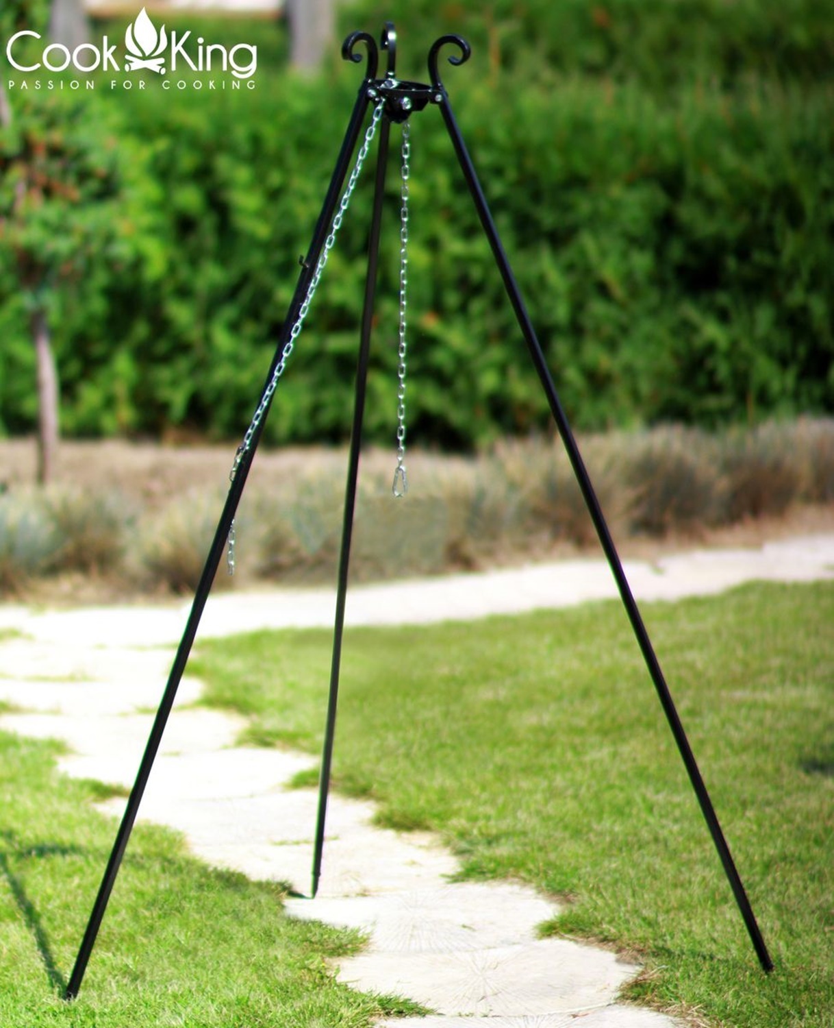 Schwenkgrill H 180 cm mit Doppelrost aus Rohstahl 80 cm + 40 cm Dreibein Grill Tripod Grillen