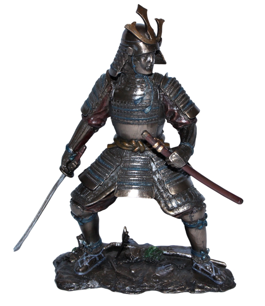 Set: Deko Figuren Samurai Art H 21-23 cm japanische Krieger in Rüstung mit Schwert