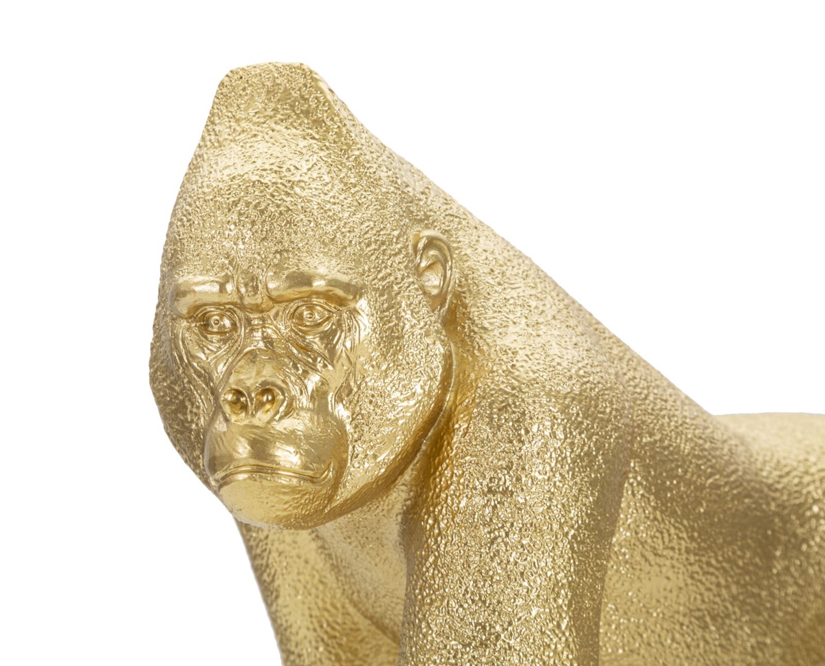 Dekofigur Gorilla laufend Tierfigur in edler goldenen Optik Fell fein strukturiert H 21,8 cm