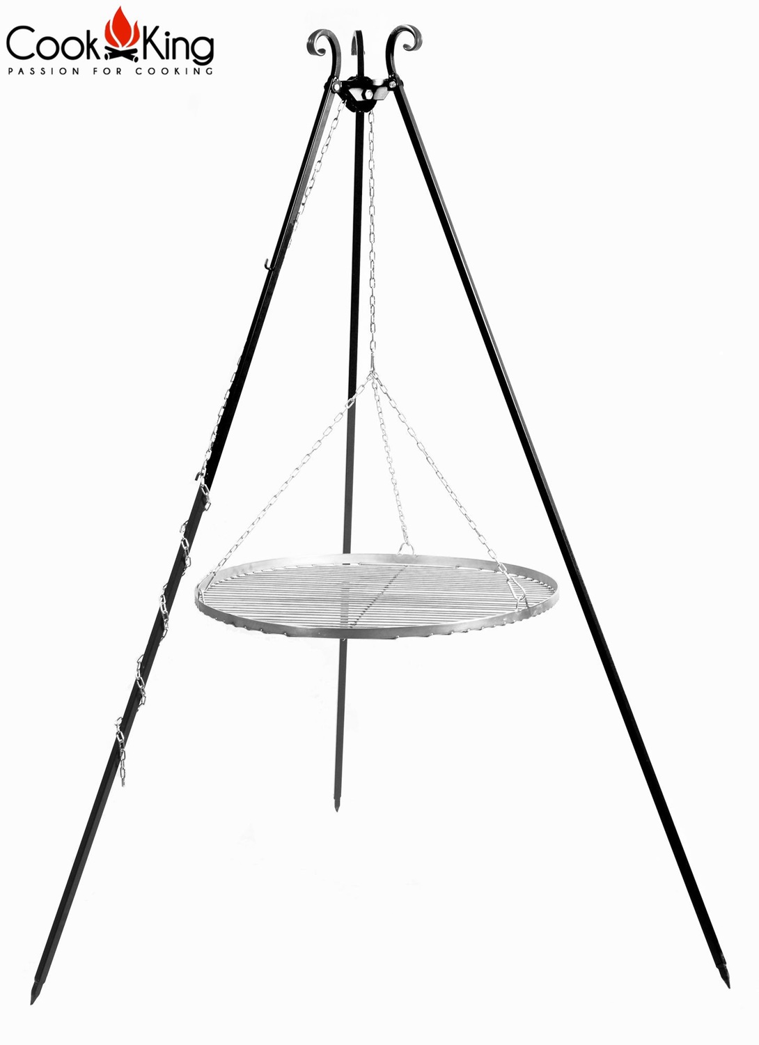 Schwenkgrill H 180 cm mit Grillrost Ø 50 cm aus Edelstahl Dreibein Grill Tripod Grillständer