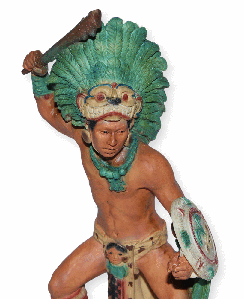 Indianerfigur Maya Krieger H 18 cm Warrior Dekofigur Sammlerfigur Indianer Native American Castagna