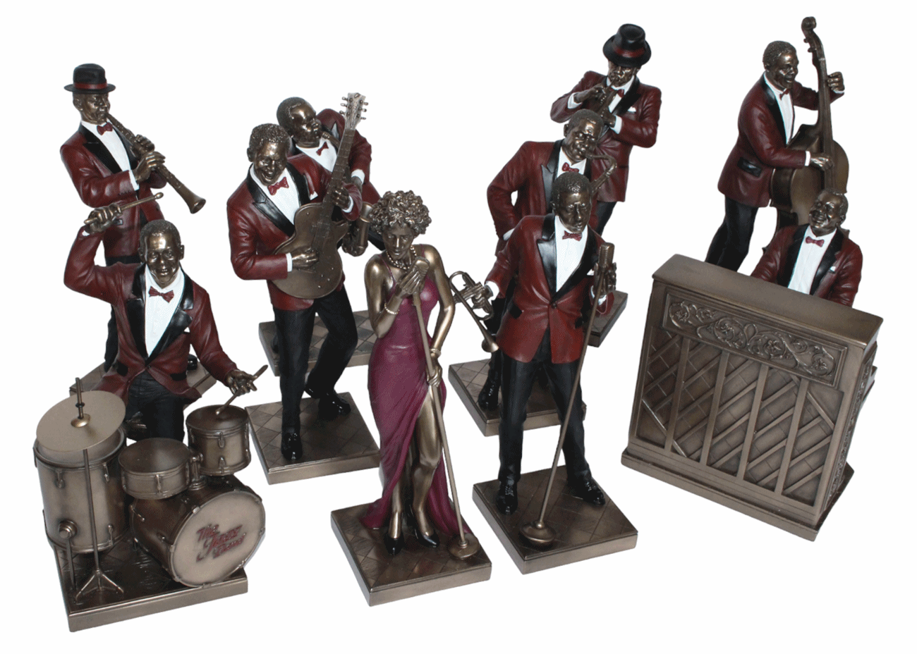 Deko Jazz Figuren 10er Satz Musiker Figuren H 22,5-32 cm Dekofigur Jazz Band