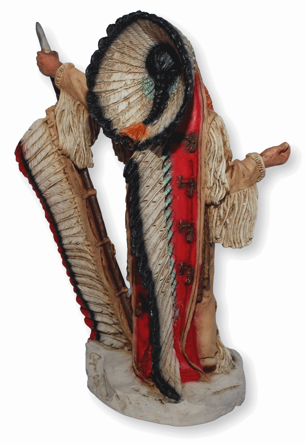 Indianerfigur Quanah Parker Häuptling H 18 cm stehend mit Lanze Native American Castagna