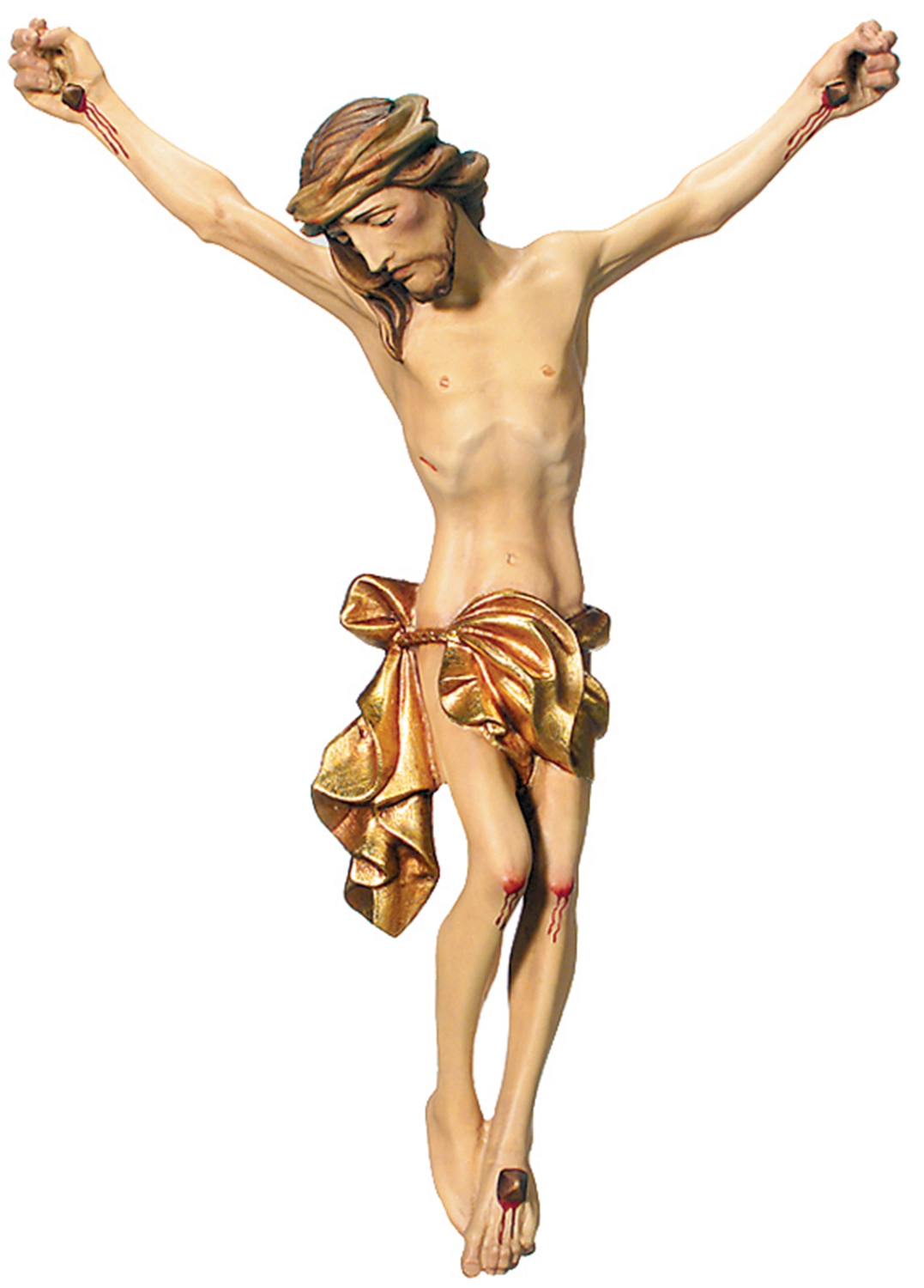 Heiligenfigur Kruzifix Jesus am Kreuz "Leonardo" H 12/ 27 cm Statue Ahorn- und Lindenholz Holzfigur