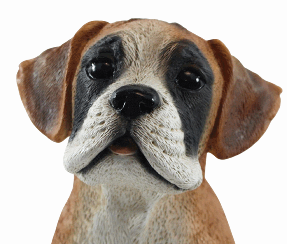 Deko Figur Hund Boxer Welpe Hundefigur sitzend Kollektion Castagna aus Resin Höhe 24 cm