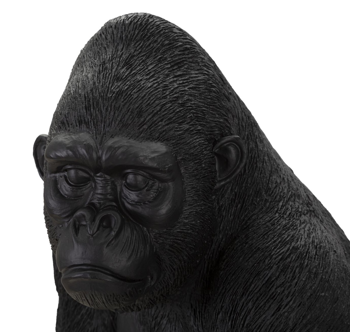 Dekofigur Gorilla stehend auf vier Pfoten Tierfigur in Schwarz Fell fein strukturiert H 37,5 cm