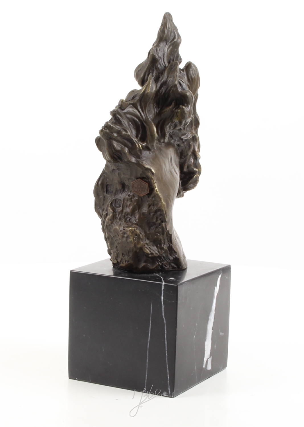 Bronzefigur Bronzeskulptur Bronze Abstrakter Pferdekopf auf Sockel H 30 cm Pferd Bronze Figur