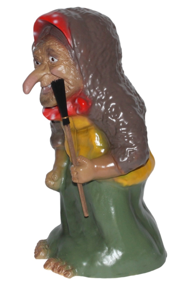Deko Garten Figur Gartenfigur Märchen Hexe mit Besen stehend aus Kunststoff Höhe 40 cm