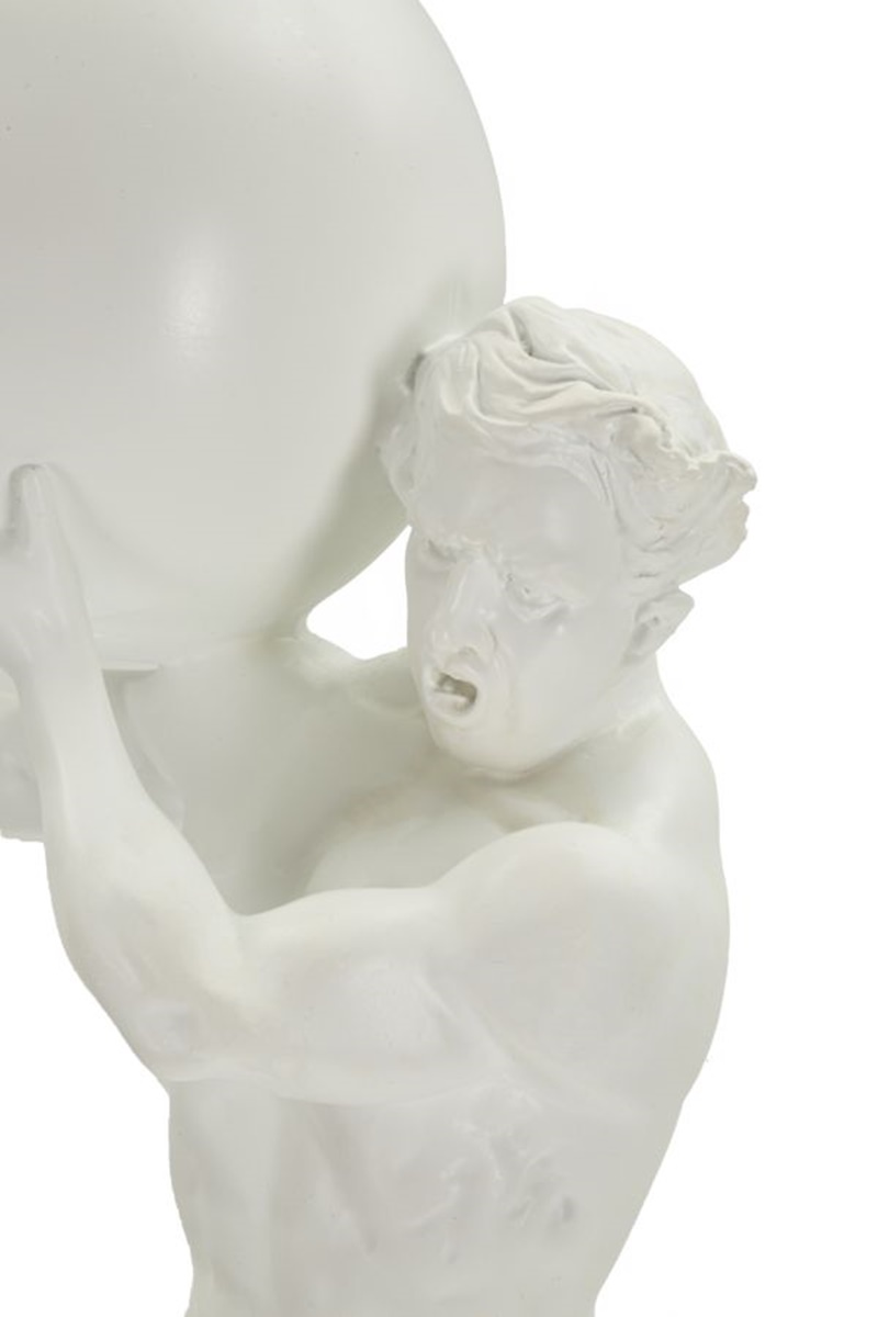 Dekofigur klassische Skulptur Replikat Atlas stehend Statue aus griechischer Mythologie weiß H 50 cm