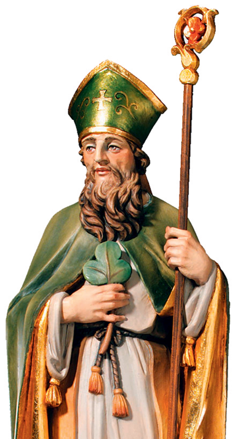 Heiligenfigur Heiliger Patrick von Irland H 15 cm Schutzpatron Holzfigur Statue aus Ahornholz
