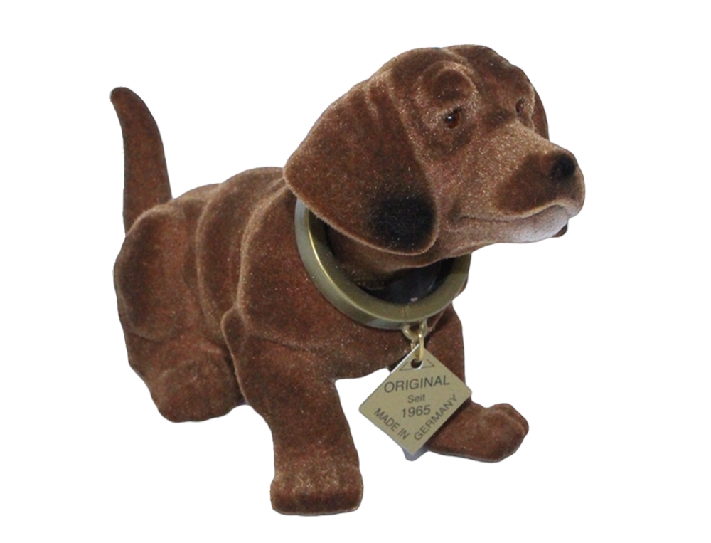 Wackel Dackel Figur Hund Dackel Wackelfigur H 10 cm klein sitzend mit Wackelkopf Original
