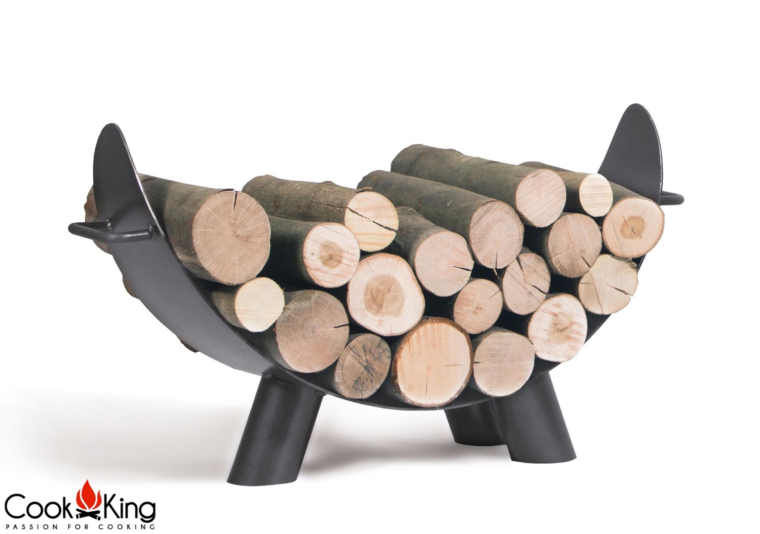 Kaminholzregal "Mila" Breite 80cm Holzregal für Kaminholz Kaminholzablage aus Stahl Holzkorb