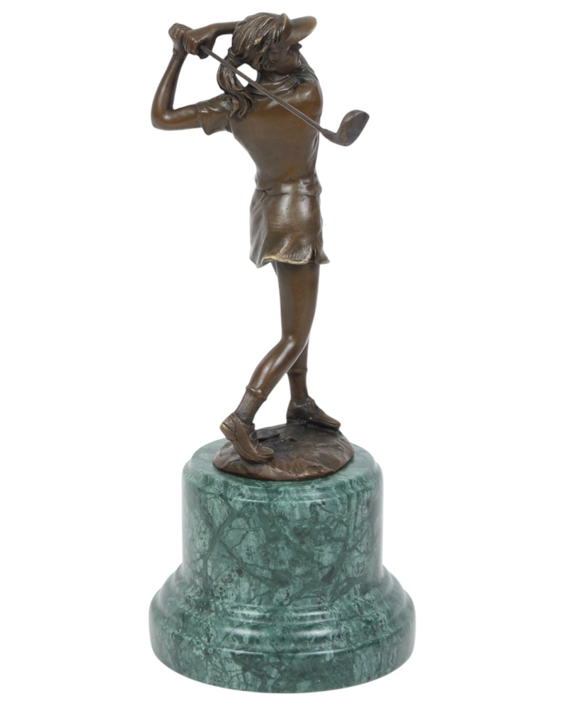 2er Set Bronzefiguren Golfer & Golferin Bronzeskulpturen 27 cm & 32,5 cm Stilvolle Golf-Dekoration