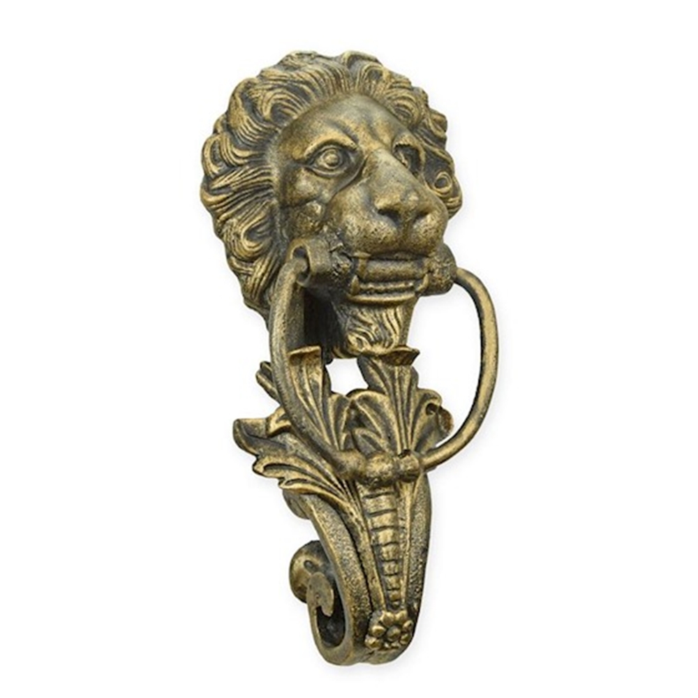 Türklopfer Barock Stil Löwe aus Gusseisen Löwenkopf H 41 cm Türdekoration Dekofigur Bronze