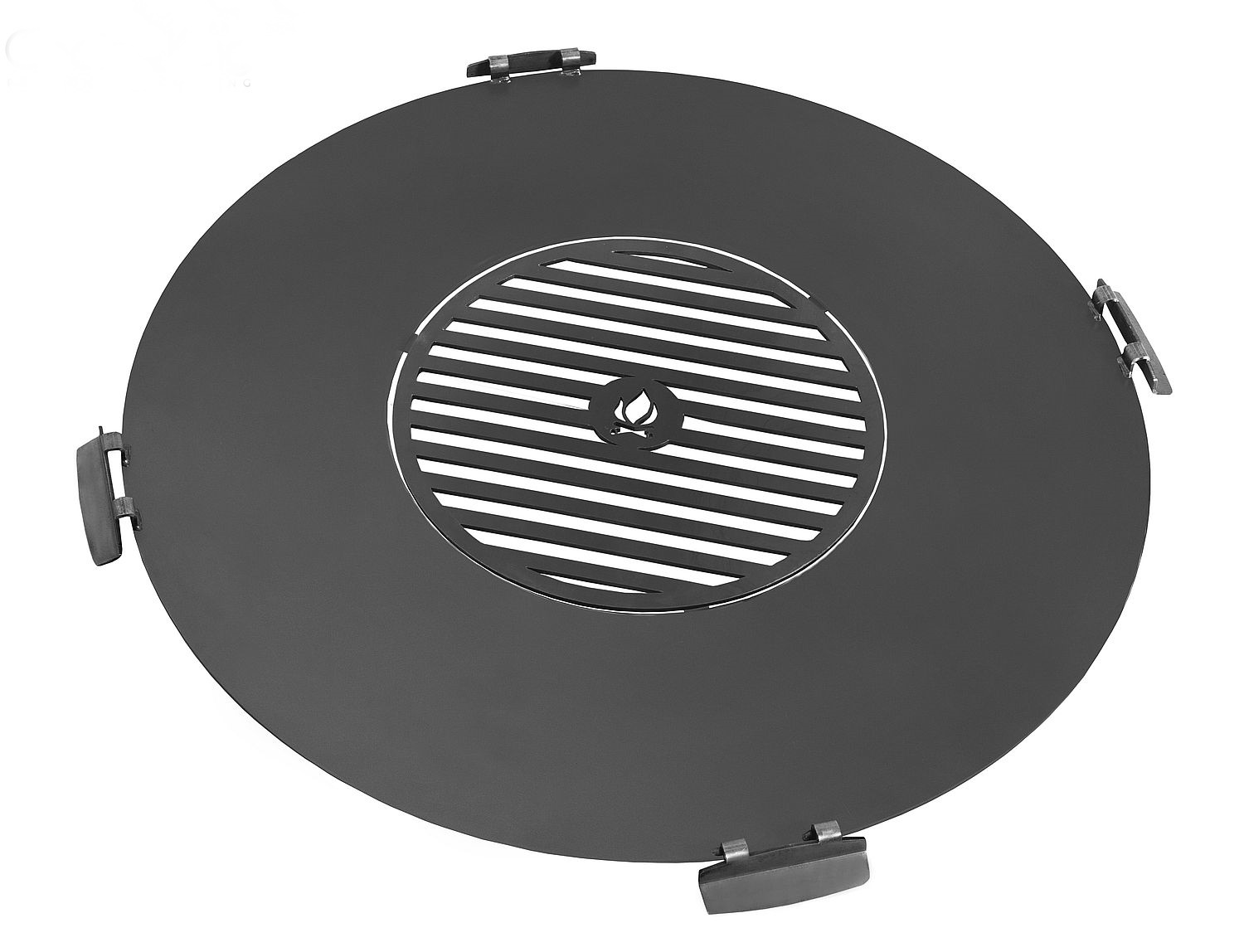 Grillplatte für Feuerschale Ø 78 cm mit Grillrost 36 cm und 4 Griffen Platte zum Grillen aus Stahl