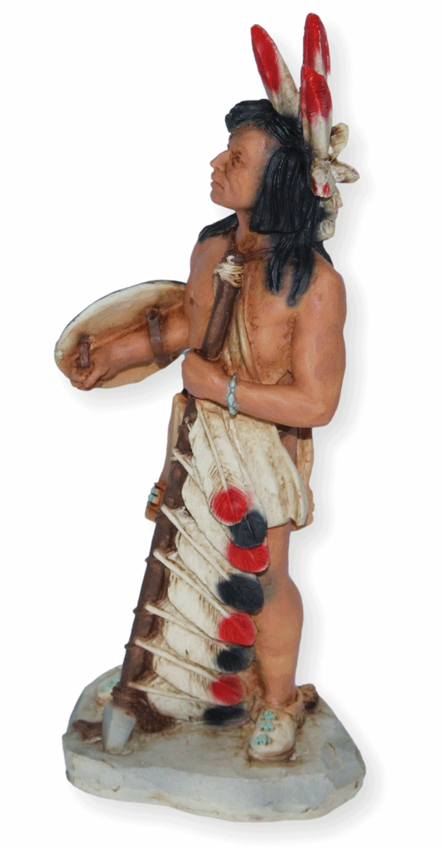 Indianerfigur Indianer Krieger Four Paws Skulptur H 18 cm stehend mit Speer Dekofigur Castagna