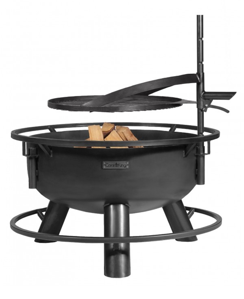 Multifunktionale Feuerschale Bandito D 80 cm Grillschale mit 1 drehbarem Rost aus Naturstahl
