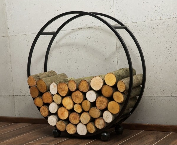 Kaminholzregal "Daisy" H 82 cm Holzregal für Kaminholz Kaminholzablage aus Stahl Kaminholzständer