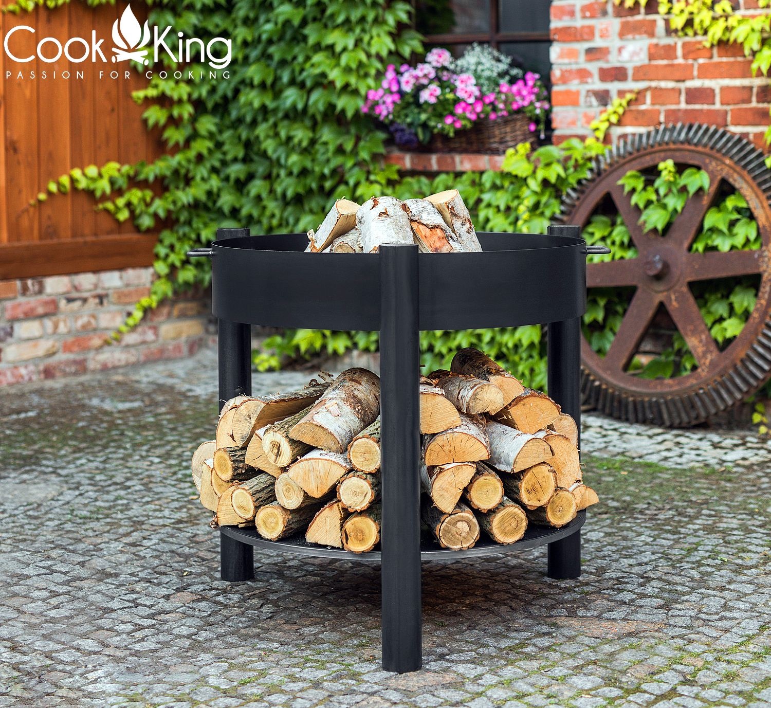 Feuerschale "Montana" high Ø 70 cm Feuerstelle für Garten aus Stahl als Wärmequelle oder Grill