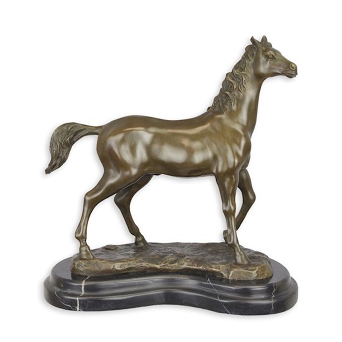 Bronzefigur Bronzeskulptur Bronze Pferd auf Sockel H 30 cm Bronze Figur