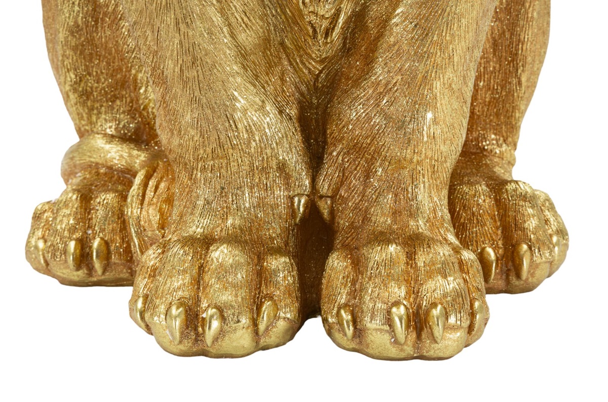 Dekofigur Löwe mit Krone sitzend Tierfigur  Skulptur stolzer Löwenkönig Shanti in edlem Gold H 74 cm