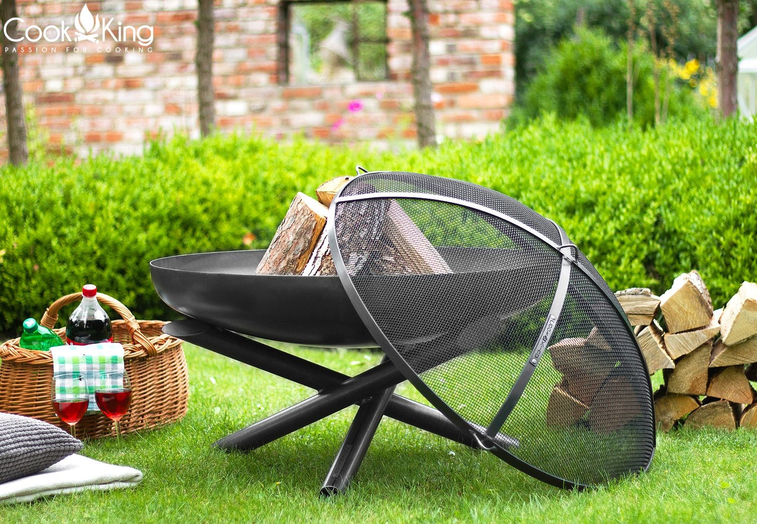 Feuerschale "Indiana" Ø 80 cm Feuerstelle für Garten aus Stahl Feuerkorb als Wärmequelle oder Grill