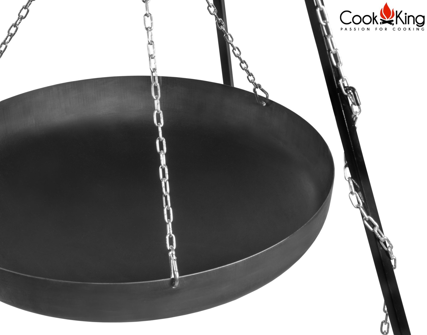 Dreibein H 200 cm mit Wok Ø 60 cm aus Stahl Wok Grill Tripod Schwenkgrill Grillständer