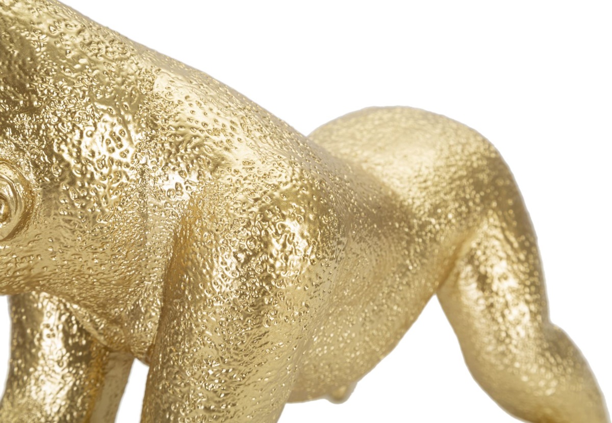 Dekofigur Gorilla stehend Tierfigur in edler goldenen Optik Fell fein strukturiert H 22,8 cm