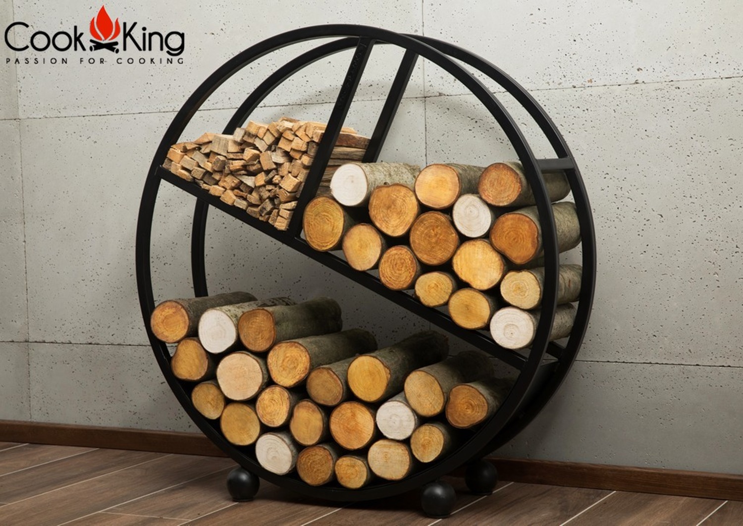 Kaminholzregal "Diego" H 102 cm Holzregal für Kaminholz Kaminholzablage aus Stahl Kaminholzständer