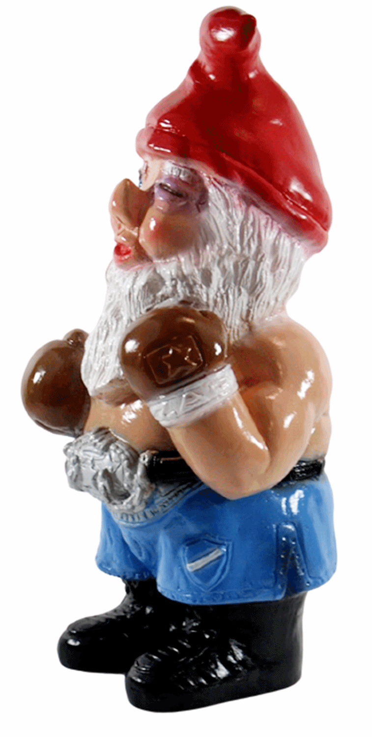 Deko Figur lustiger Zwerg Boxer H 34 cm Spaß Gartenzwerg Gartendeko Gartenfigur aus Kunststoff