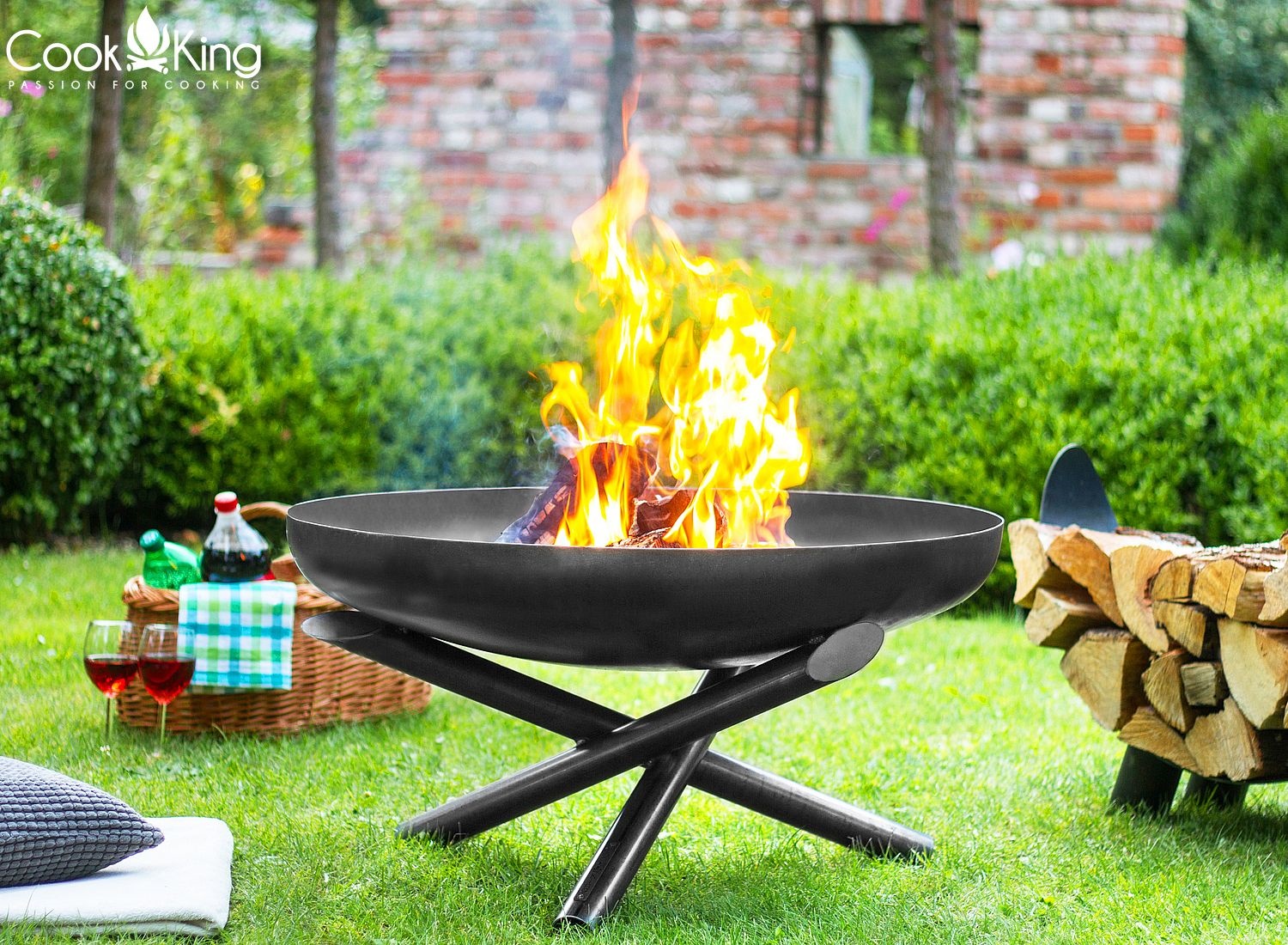 Feuerschale "Indiana" Ø 80 cm Feuerstelle für Garten aus Stahl Feuerkorb als Wärmequelle oder Grill