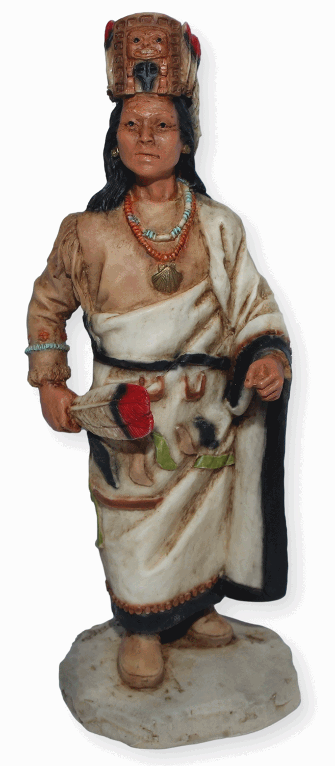 Indianerfigur Indianer Seattle Häuptling Duwamish H 17 cm mit Kopfschmuck und Feder Castagna