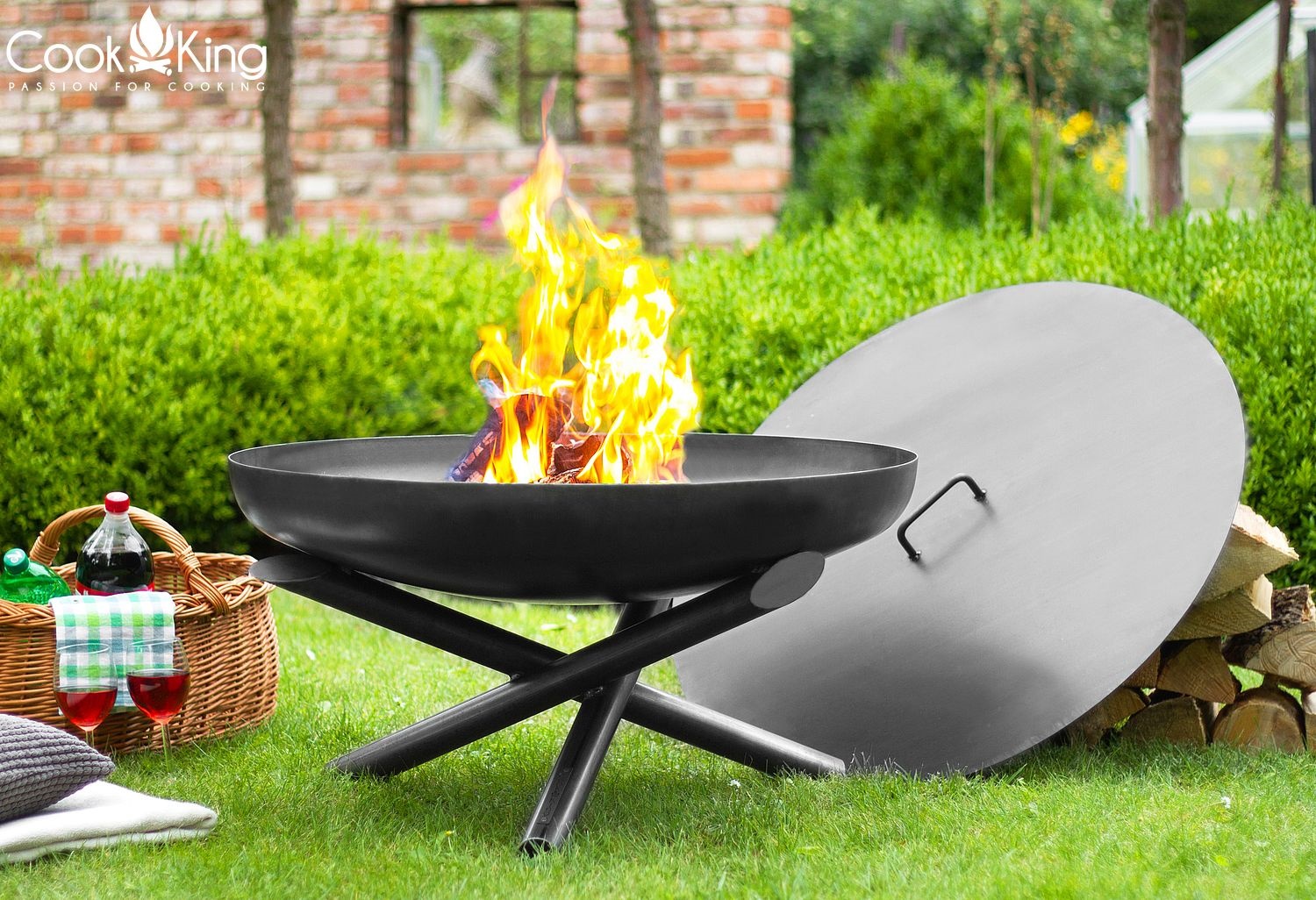 Feuerschale "Indiana" Ø 80 cm Feuerstelle für Garten aus Stahl Feuerkorb als Wärmequelle oder Grill