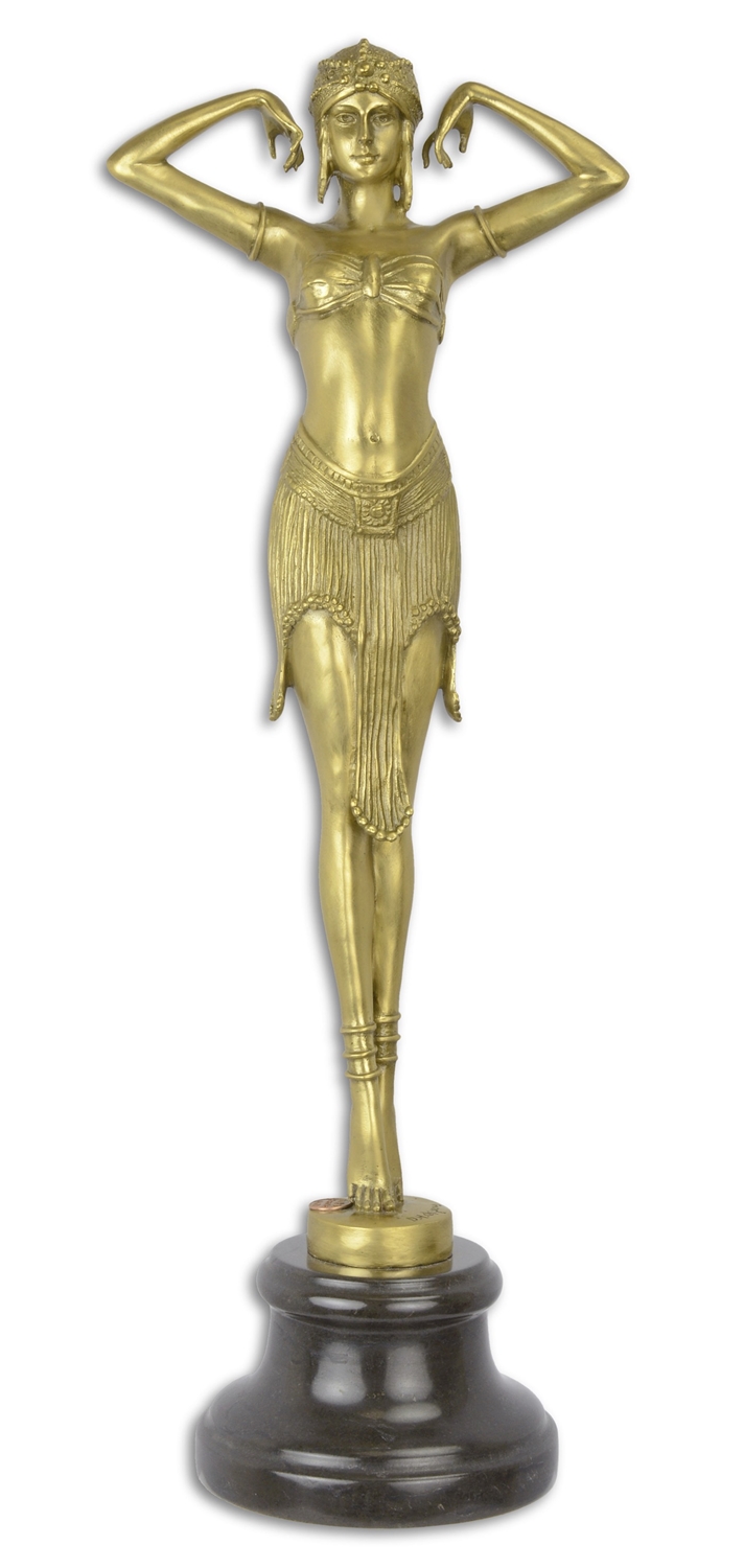 Bronzefigur Bronzeskulptur Bronze Skarabäus Tänzerin Orientalische Frau H 49 cm Deko Figur Skulptur