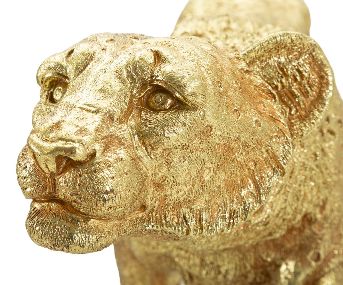 Dekofigur Leopard laufend Tierfigur in edlem Gold Fell detailliert strukturiert Länge 89 cm