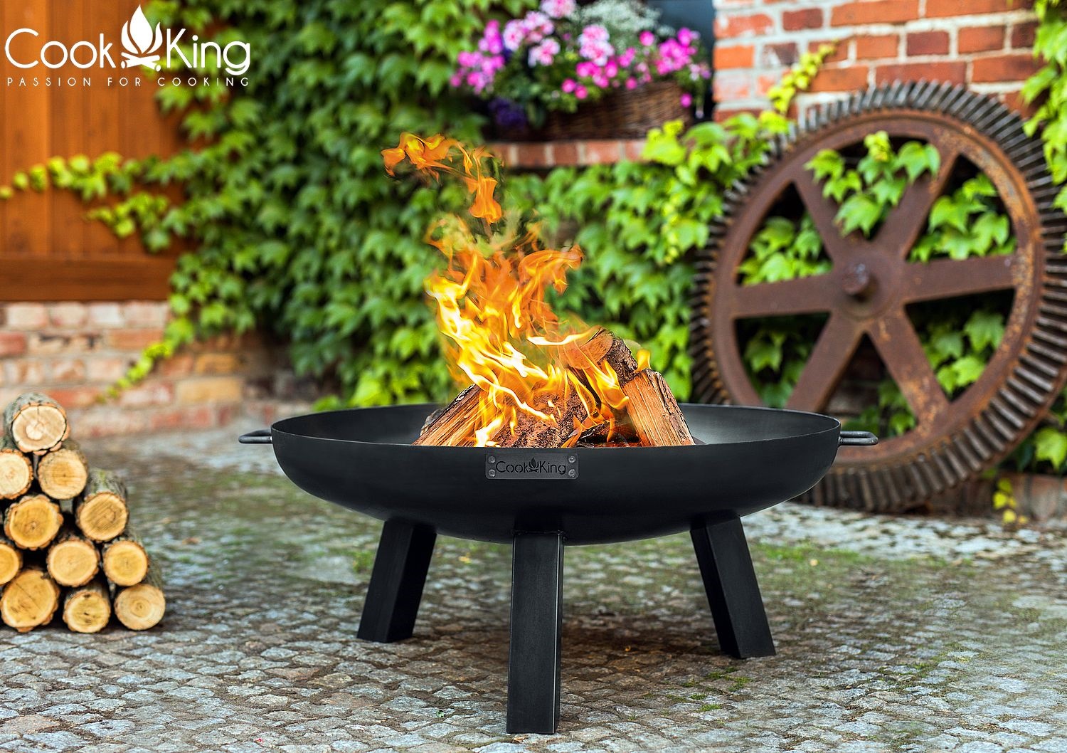 Feuerschale "Polo" Ø 60 cm Feuerstelle für Garten aus Stahl Feuerkorb als Wärmequelle oder Grill