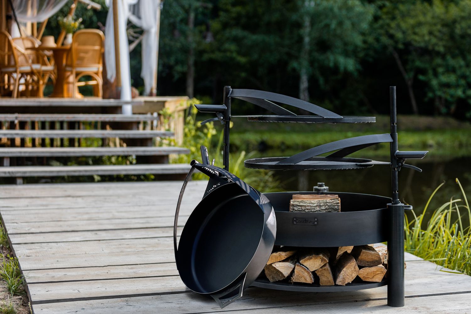 Mast für Feuerschale "Montana X" aus Stahl L 77 cm Träger für das Befestigen von Grillrost, Pfanne