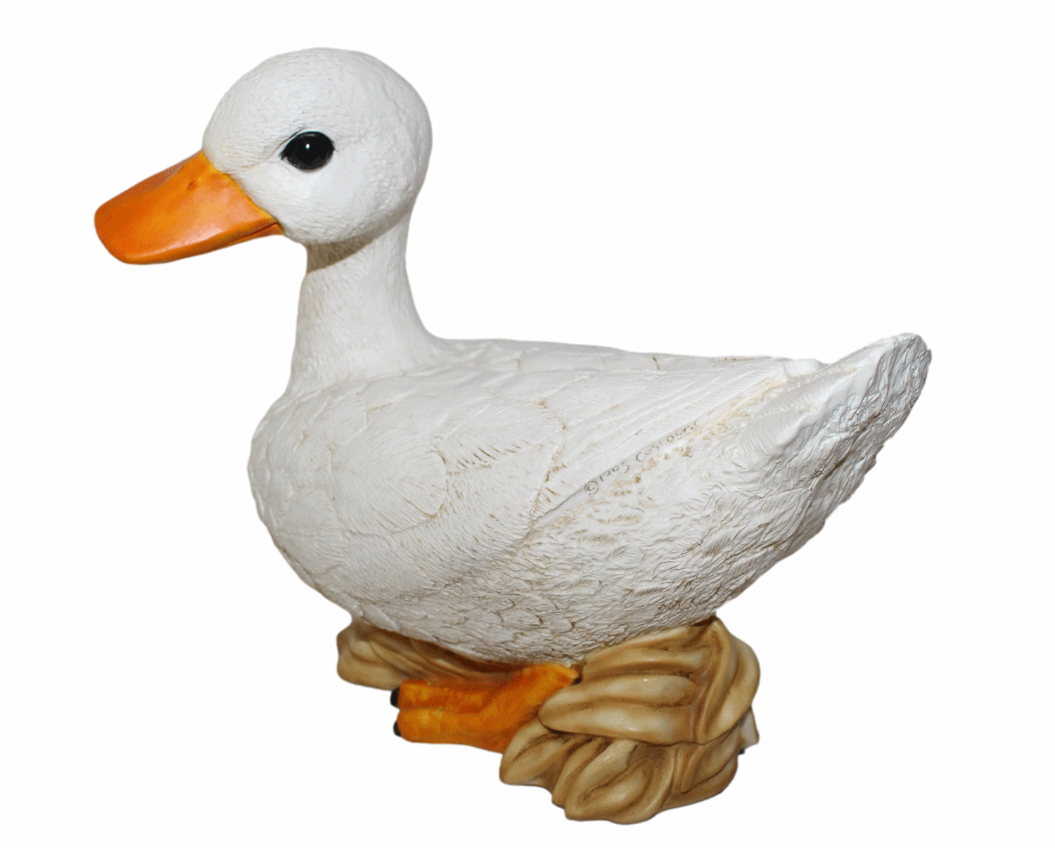 Deko Figur Gans Tierfigur weiße Gänsefigur Vogel sitzend Kollektion Castagna aus Resin H 23 cm