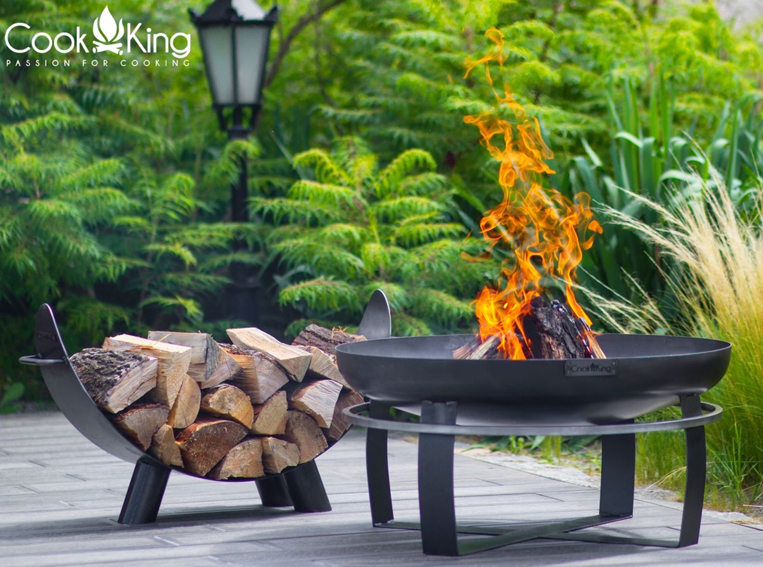 Feuerschale "Viking" Ø 70 cm Feuerstelle für Garten aus Stahl Feuerkorb als Wärmequelle oder Grill
