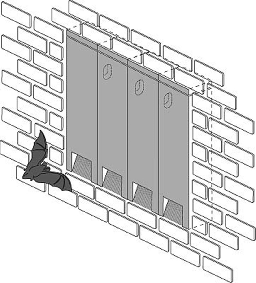 Naturschutzprodukt Fledermaus-Fassadenröhre Typ 2FR zur Reihenbildung H 47,5 cm aus Holzbeton