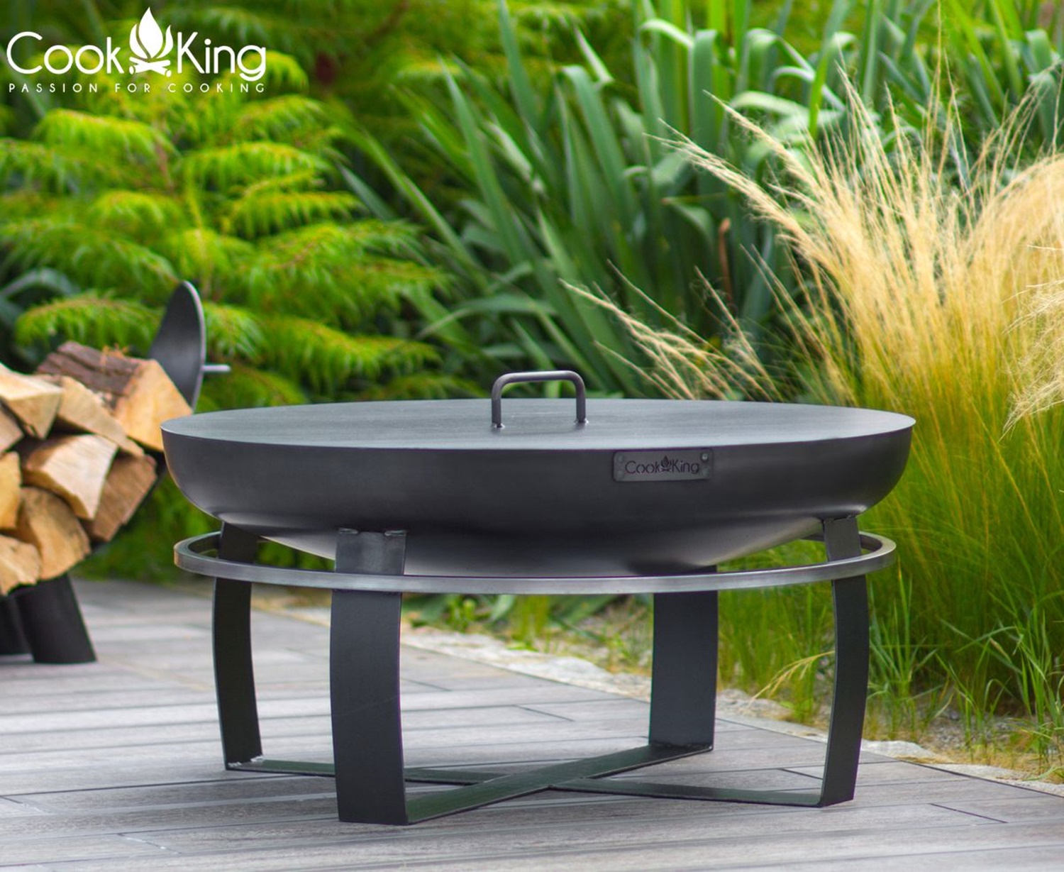Feuerschale "Viking" Ø 70 cm Feuerstelle für Garten aus Stahl Feuerkorb als Wärmequelle oder Grill