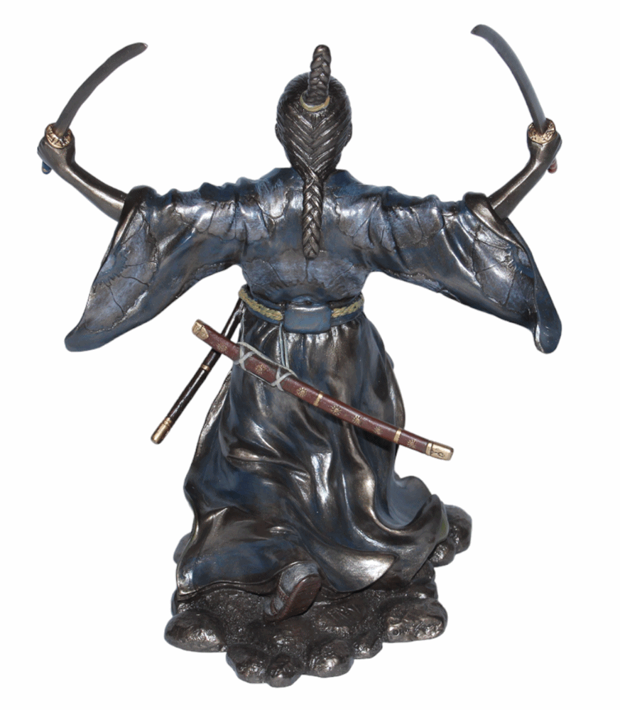 Deko Figur Samurai Art H 22 cm japanischer Krieger im Kimono mit Samurai-Schwertern Figur