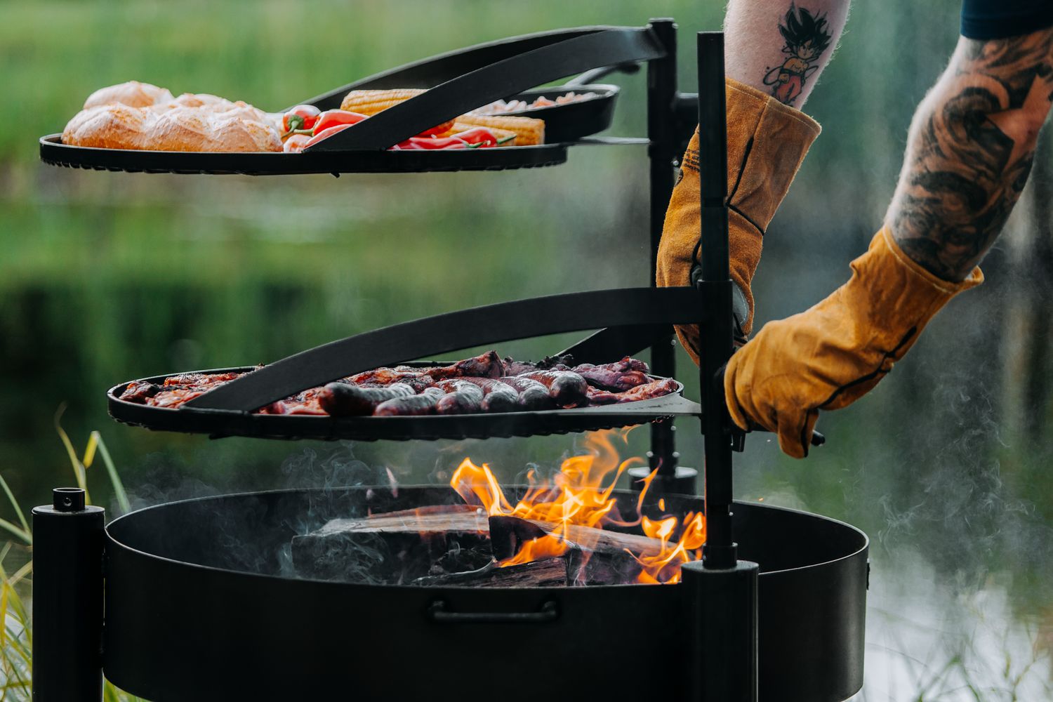 Grillrost D 60 cm für Feuerschale "Montana X" aus Stahl zum Befestigen am Mast