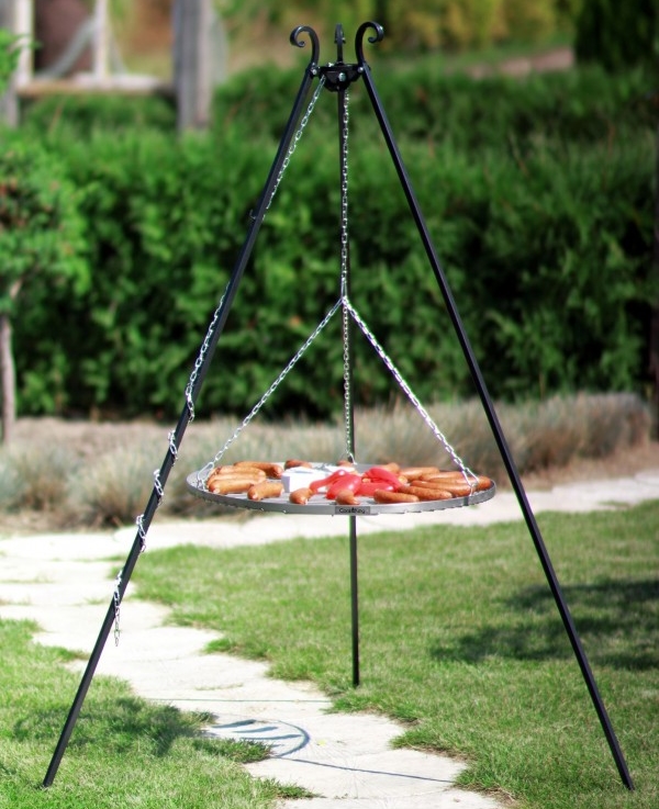 Schwenkgrill H 180 cm mit Grillrost Ø 60 cm aus Edelstahl Dreibein Grill Tripod Grillständer