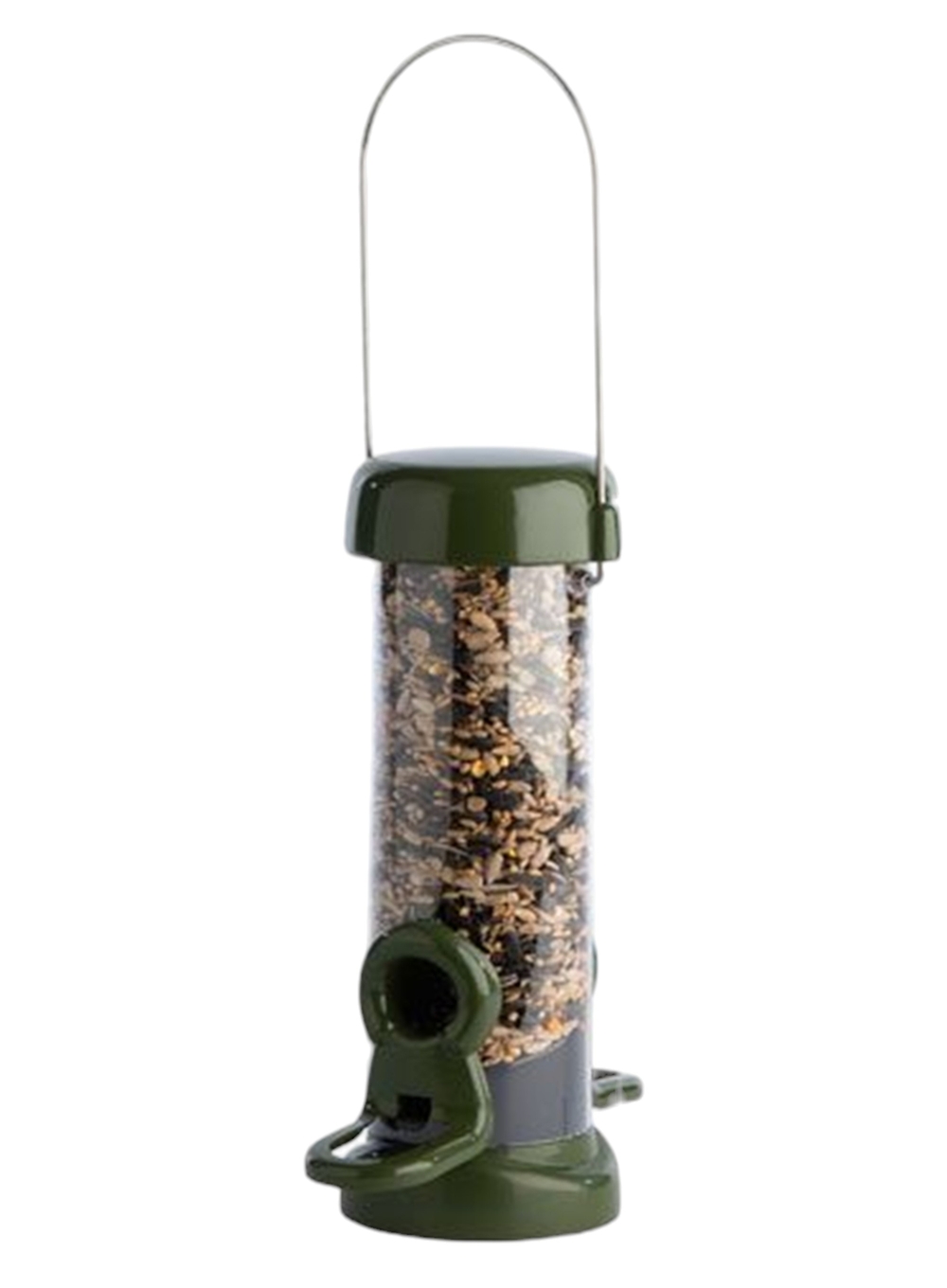 Naturschutzprodukt Futtersäule Satz 2 Stück Ring-Pull Click mini grün Metall H 33 cm Inhalt 0,5 L